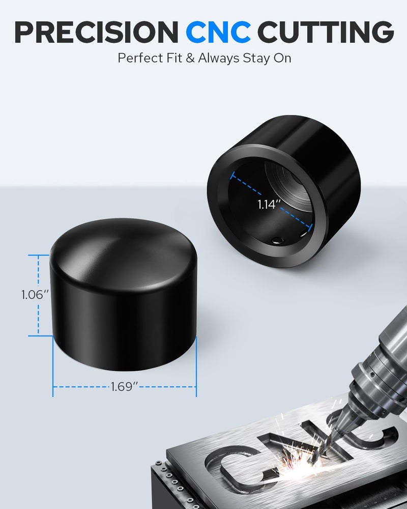 Benlari CNC Front Axle Nut Covers fit for Harley, Black Axle Nut Caps Compatible with Harley Davidson Touring Sportster Trike Dyna Softail Street Glide Road King Iron 883 Fat Boy 2002-2023 - Image 4
